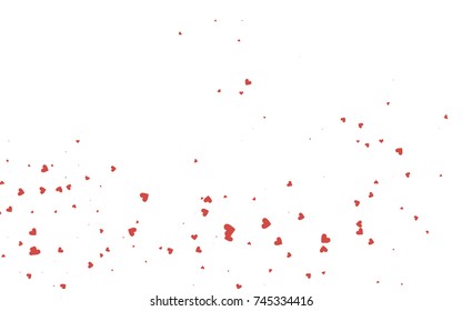 Light red vector greeting Card Happy Valentine's Day. Pattern with isolated hearts on the white background. Colored illustration for your banner, website, advert.