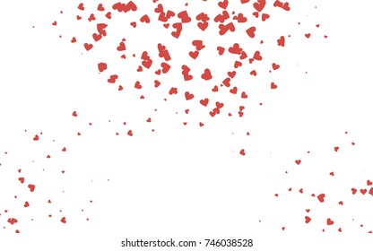 Light red vector greeting Card Happy Valentine's Day. Pattern with isolated hearts on the white background. Colored illustration for your banner, website, advert.