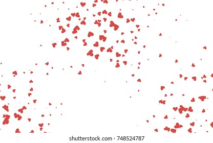 Light red vector greeting Card Happy Valentine's Day. Pattern with isolated hearts on the white background. Colored illustration for your banner, website, advert.