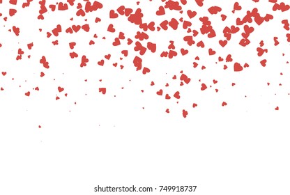 Light red vector greeting Card Happy Valentine's Day. Pattern with isolated hearts on the white background. Colored illustration for your banner, website, advert.