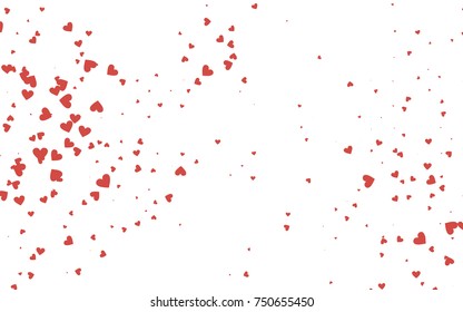 Light red vector greeting Card Happy Valentine's Day. Pattern with isolated hearts on the white background. Colored illustration for your banner, website, advert.