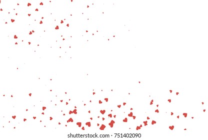 Light red vector greeting Card Happy Valentine's Day. Pattern with isolated hearts on the white background. Colored illustration for your banner, website, advert.