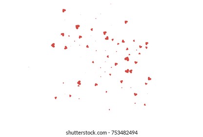 Light red vector greeting Card Happy Valentine's Day. Pattern with isolated hearts on the white background. Colored illustration for your banner, website, advert.