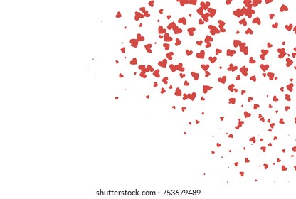 Light red vector greeting Card Happy Valentine's Day. Pattern with isolated hearts on the white background. Colored illustration for your banner, website, advert.