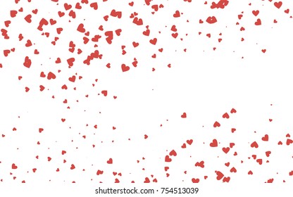 Light red vector greeting Card Happy Valentine's Day. Pattern with isolated hearts on the white background. Colored illustration for your banner, website, advert.