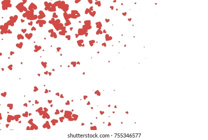Light red vector greeting Card Happy Valentine's Day. Pattern with isolated hearts on the white background. Colored illustration for your banner, website, advert.