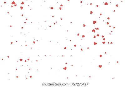 Light red vector greeting Card Happy Valentine's Day. Pattern with isolated hearts on the white background. Colored illustration for your banner, website, advert.