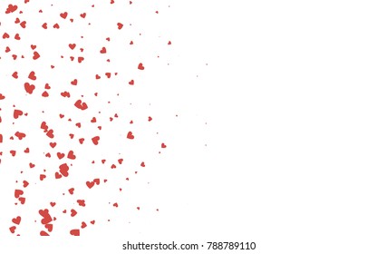 Light red vector greeting Card Happy Valentine's Day. Pattern with isolated hearts on the white background. Colored illustration for your banner, website, advert.