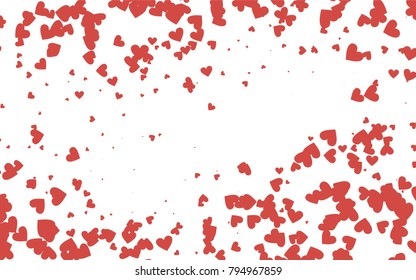 Light red vector greeting Card Happy Valentine's Day. Pattern with isolated hearts on the white background. Colored illustration for your banner, website, advert.