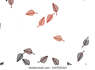 Light Red vector hand painted texture. Colorful illustration in doodle style with leaves. Completely new design for your business.
