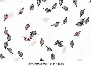 Light Red vector hand painted backdrop. Colorful abstract illustration with leaves in doodle style. Pattern for coloring books and pages for kids.