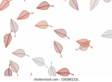 Light Red vector hand painted template. Glitter abstract illustration with leaves. Hand painted design for web, leaflet, textile.