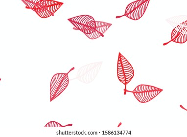 Light Red vector hand painted pattern. An elegant bright illustration with leaves in Natural style. Brand new style for your business design.
