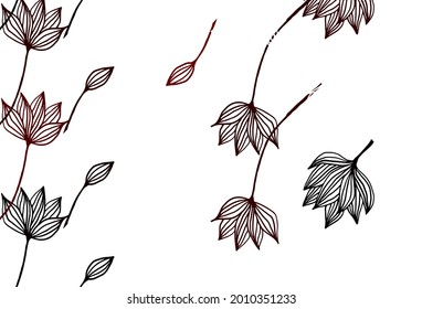 Light Red vector hand painted pattern. Decorative illustration with abstract colorful leaves. Brand new style for your business design.