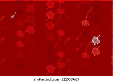 Light Red vector hand painted backdrop. Shining colorful illustration with leaves in doodle style. The textured pattern for website.