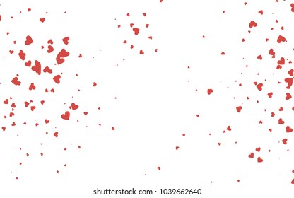 Light red vector hearts isolated on white background. Cool pattern in origami style with gradient for Valentine day. Graphic illustration for your business design.