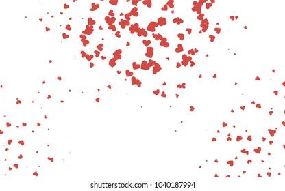 Light red vector hearts isolated on white background. Cool pattern in origami style with gradient for Valentine day. Graphic illustration for your business design.