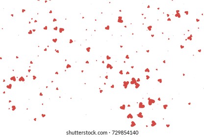 Light red vector hearts isolated on white background. Cool pattern in origami style with gradient for Valentine day. Graphic illustration for your business design.