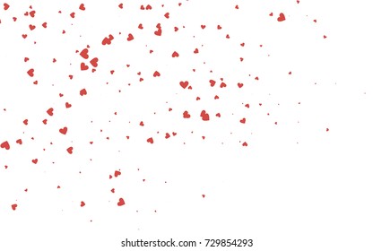 Light red vector hearts isolated on white background. Cool pattern in origami style with gradient for Valentine day. Graphic illustration for your business design.