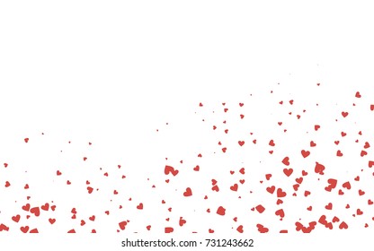 Light red vector hearts isolated on white background. Cool pattern in origami style with gradient for Valentine day. Graphic illustration for your business design.