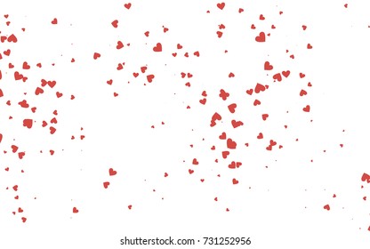 Light red vector hearts isolated on white background. Cool pattern in origami style with gradient for Valentine day. Graphic illustration for your business design.