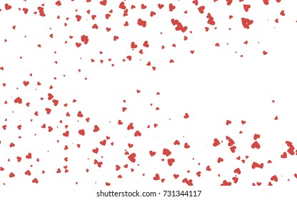 Light red vector hearts isolated on white background. Cool pattern in origami style with gradient for Valentine day. Graphic illustration for your business design.