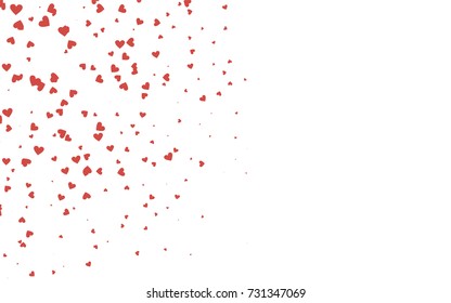 Light red vector hearts isolated on white background. Cool pattern in origami style with gradient for Valentine day. Graphic illustration for your business design.
