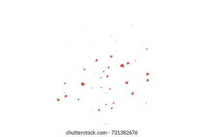 Light red vector hearts isolated on white background. Cool pattern in origami style with gradient for Valentine day. Graphic illustration for your business design.