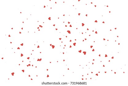 Light red vector hearts isolated on white background. Cool pattern in origami style with gradient for Valentine day. Graphic illustration for your business design.