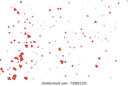 Light red vector hearts isolated on white background. Cool pattern in origami style with gradient for Valentine day. Graphic illustration for your business design.