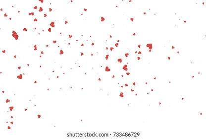 Light red vector hearts isolated on white background. Cool pattern in origami style with gradient for Valentine day. Graphic illustration for your business design.