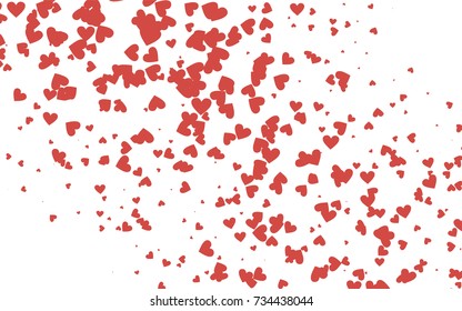 Light red vector hearts isolated on white background. Cool pattern in origami style with gradient for Valentine day. Graphic illustration for your business design.