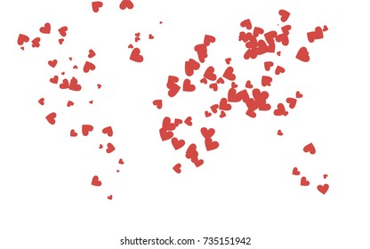 Light red vector hearts isolated on white background. Cool pattern in origami style with gradient for Valentine day. Graphic illustration for your business design.