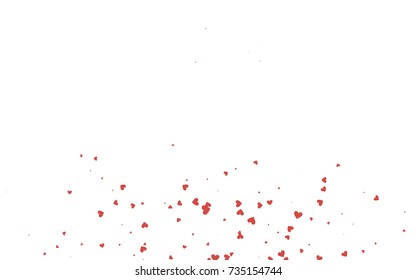 Light red vector hearts isolated on white background. Cool pattern in origami style with gradient for Valentine day. Graphic illustration for your business design.