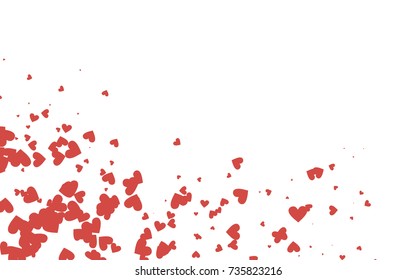 Light red vector hearts isolated on white background. Cool pattern in origami style with gradient for Valentine day. Graphic illustration for your business design.