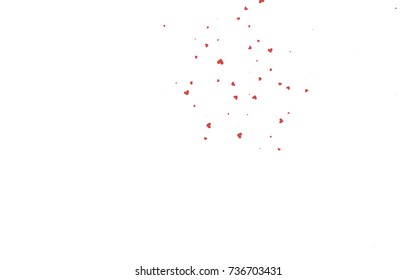Light red vector hearts isolated on white background. Cool pattern in origami style with gradient for Valentine day. Graphic illustration for your business design.