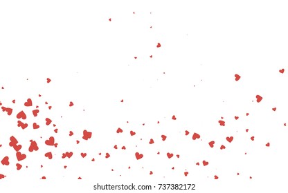 Light red vector hearts isolated on white background. Cool pattern in origami style with gradient for Valentine day. Graphic illustration for your business design.