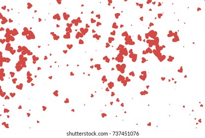 Light red vector hearts isolated on white background. Cool pattern in origami style with gradient for Valentine day. Graphic illustration for your business design.