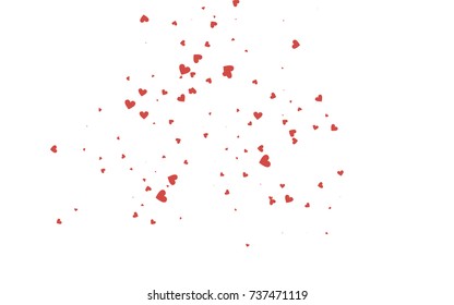 Light red vector hearts isolated on white background. Cool pattern in origami style with gradient for Valentine day. Graphic illustration for your business design.