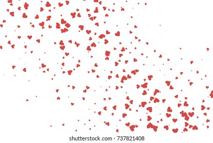 Light red vector hearts isolated on white background. Cool pattern in origami style with gradient for Valentine day. Graphic illustration for your business design.