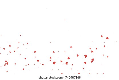 Light red vector hearts isolated on white background. Cool pattern in origami style with gradient for Valentine day. Graphic illustration for your business design.