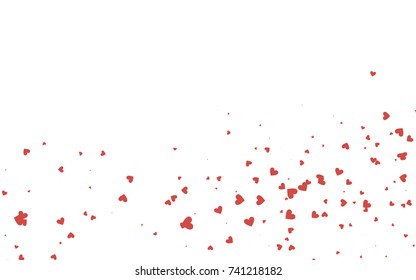 Light red vector hearts isolated on white background. Cool pattern in origami style with gradient for Valentine day. Graphic illustration for your business design.