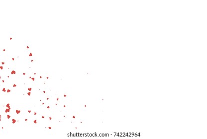 Light red vector hearts isolated on white background. Cool pattern in origami style with gradient for Valentine day. Graphic illustration for your business design.