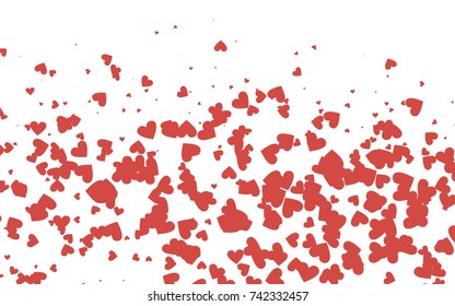 Light red vector hearts isolated on white background. Cool pattern in origami style with gradient for Valentine day. Graphic illustration for your business design.