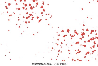 Light red vector hearts isolated on white background. Cool pattern in origami style with gradient for Valentine day. Graphic illustration for your business design.