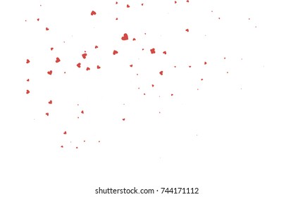 Light red vector hearts isolated on white background. Cool pattern in origami style with gradient for Valentine day. Graphic illustration for your business design.