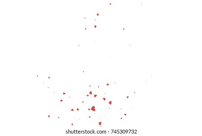Light red vector hearts isolated on white background. Cool pattern in origami style with gradient for Valentine day. Graphic illustration for your business design.