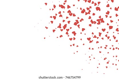 Light red vector hearts isolated on white background. Cool pattern in origami style with gradient for Valentine day. Graphic illustration for your business design.