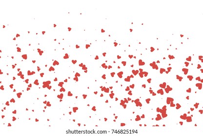 Light red vector hearts isolated on white background. Cool pattern in origami style with gradient for Valentine day. Graphic illustration for your business design.
