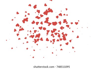 Light red vector hearts isolated on white background. Cool pattern in origami style with gradient for Valentine day. Graphic illustration for your business design.